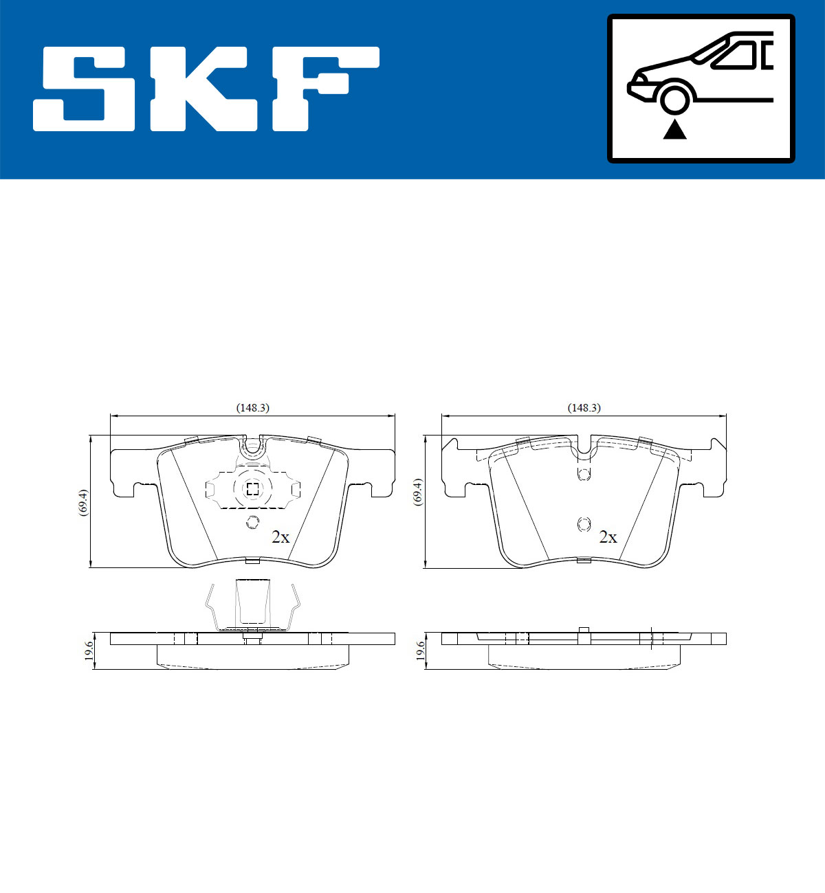 Set placute frana,frana disc VKBP 80103 SKF